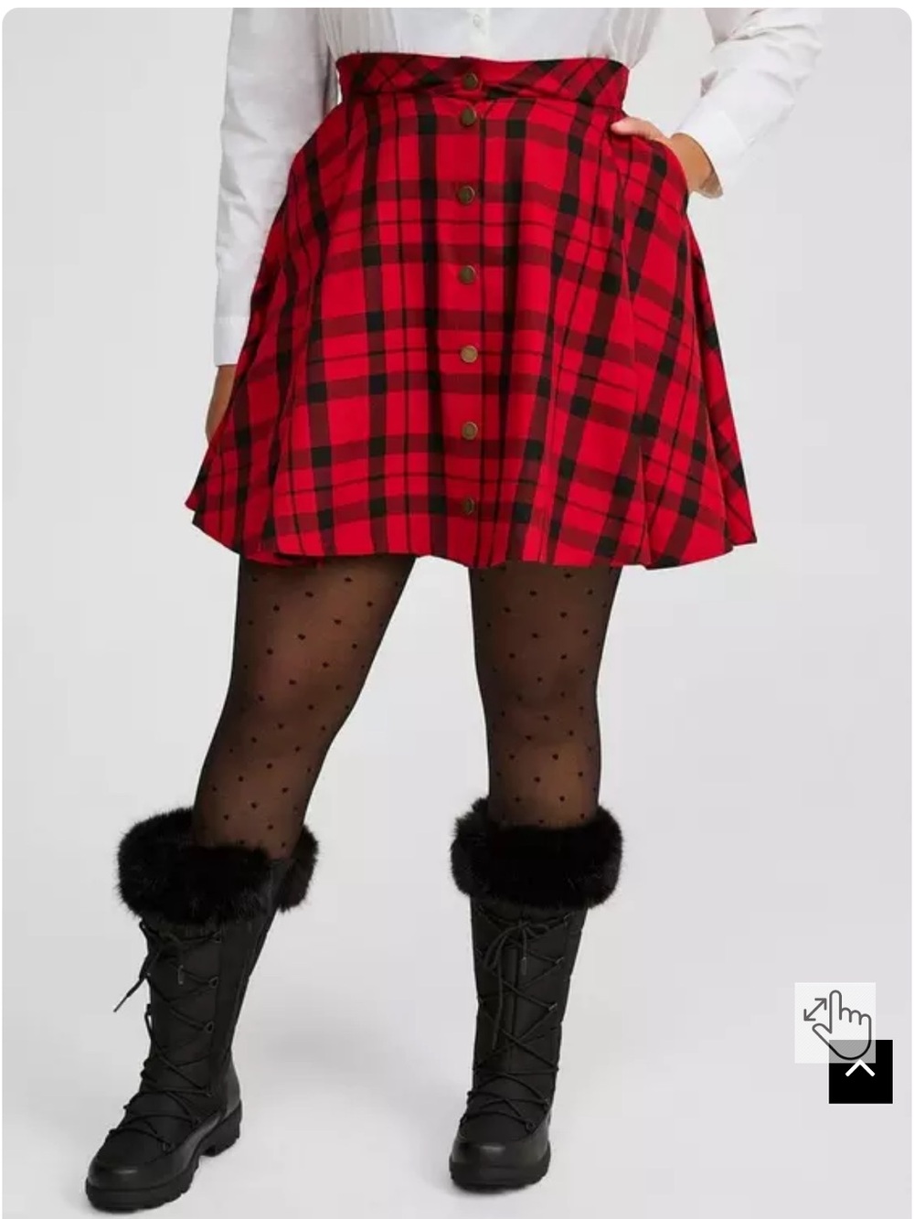 torrid 1 Red and Black Plaid Button-Front Skater Skirt